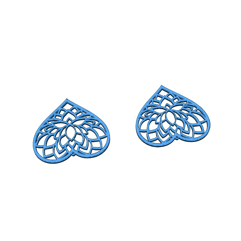 3D модель Сережки у формі серця з лотосом - фото 7