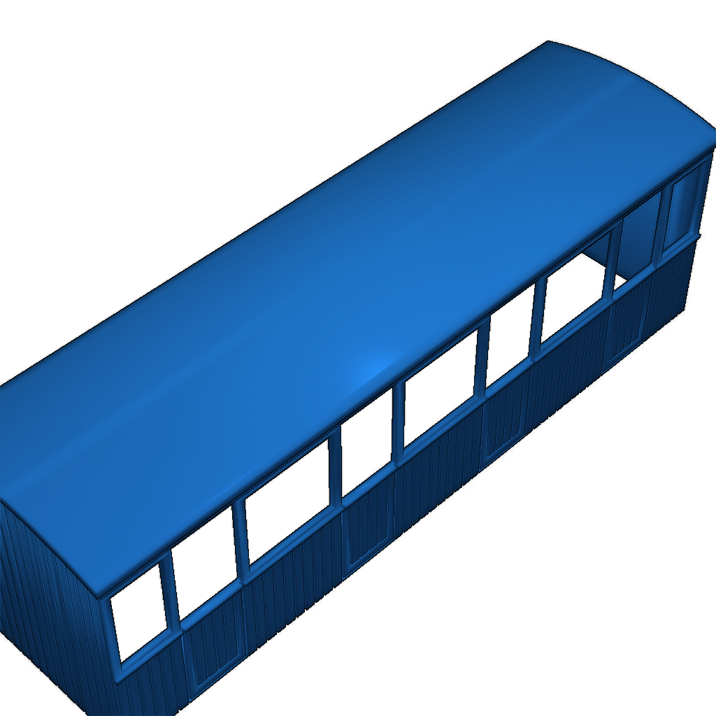Кузов полукапотного вагона 3-го класса в масштабе 4мм