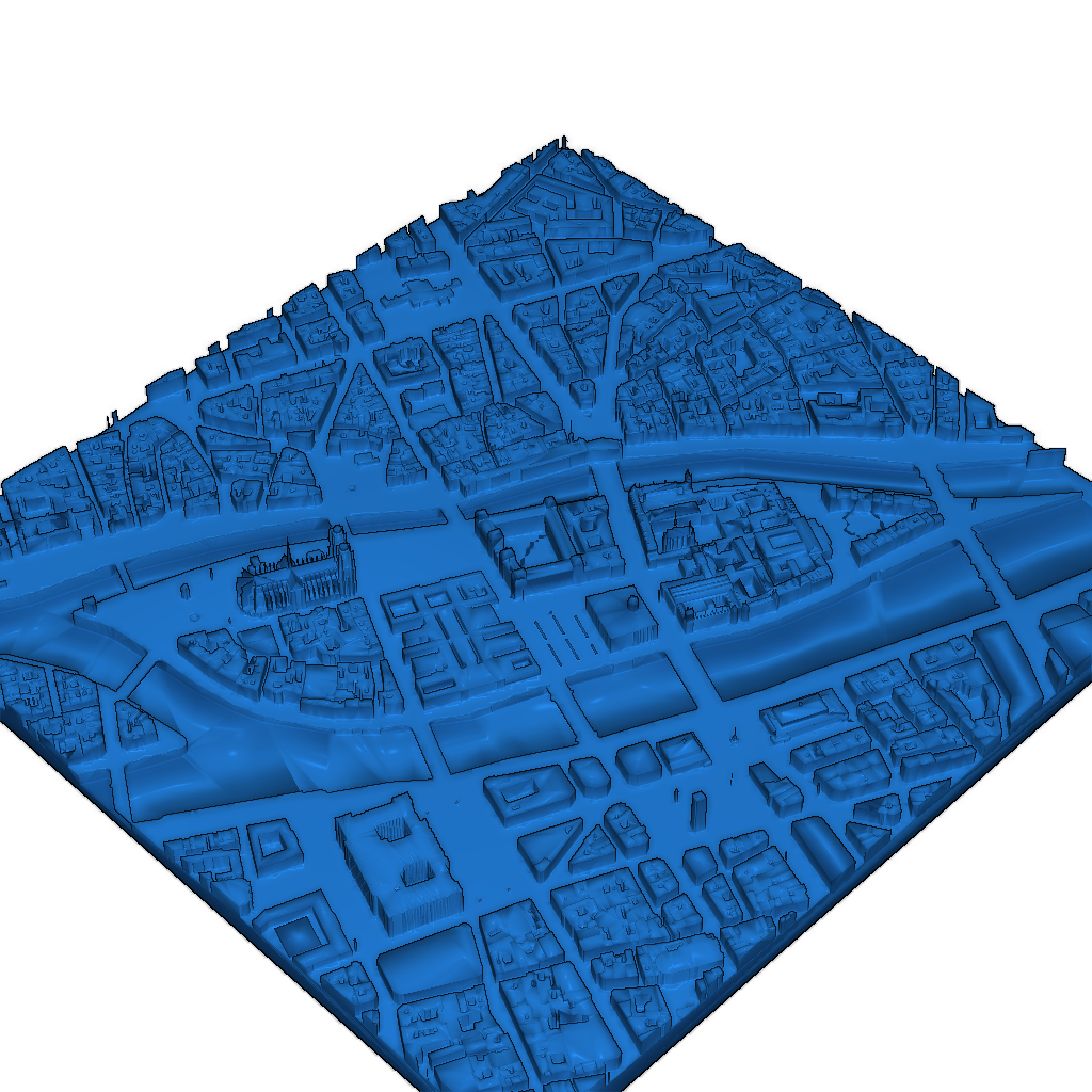 3D модель Парижа в 49 тайлах