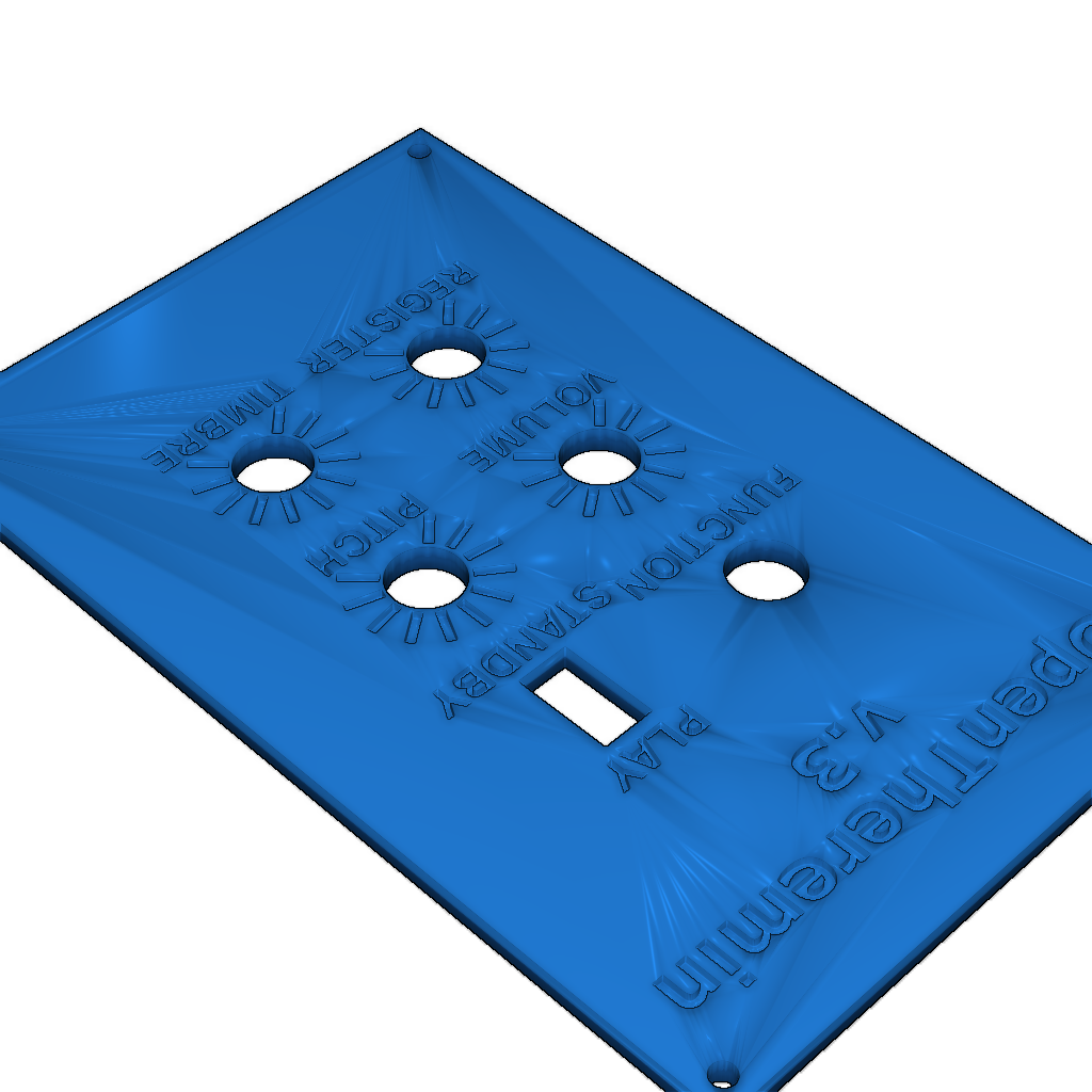 Топ панель Open Theremin v3 с аннотациями
