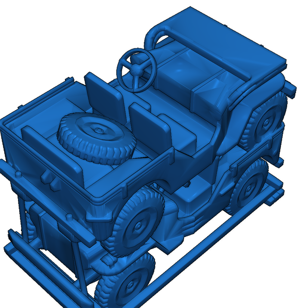 Модель WWII Jeep на платформе для N масштаба (1/160)