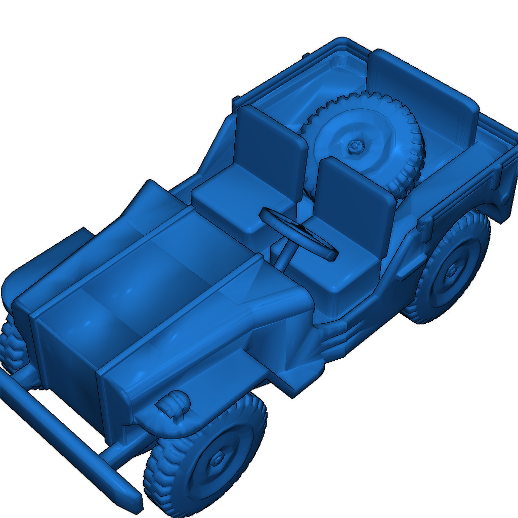 Модель WWII Jeep на платформе для N масштаба (1/160)