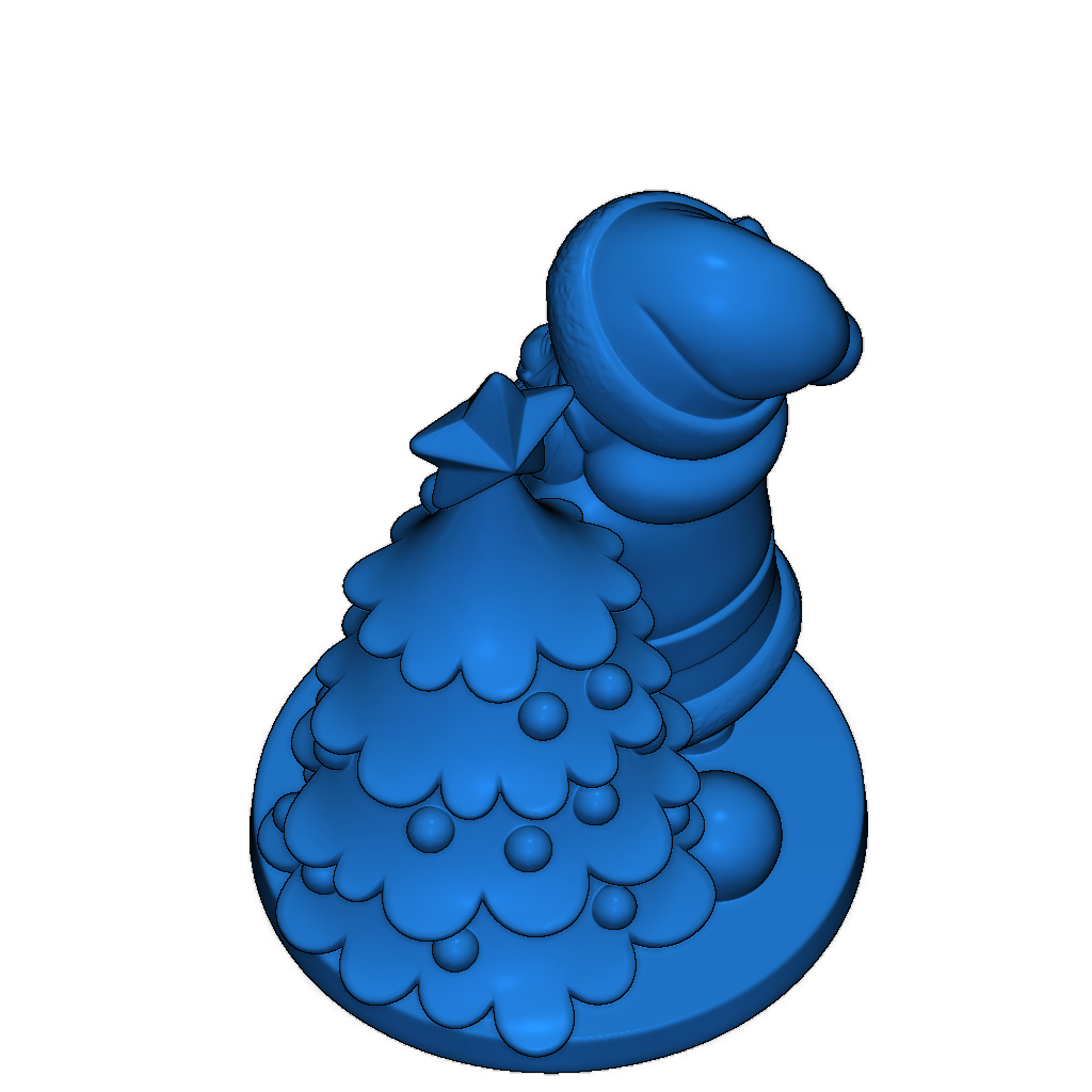 Снеговик с подарками и рождественской елкой