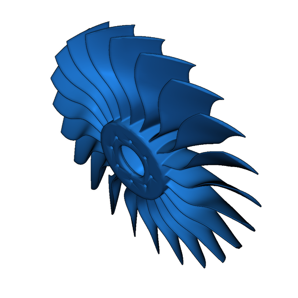 Сечения модели двухконтурного высокого обходного турбовентилятора
