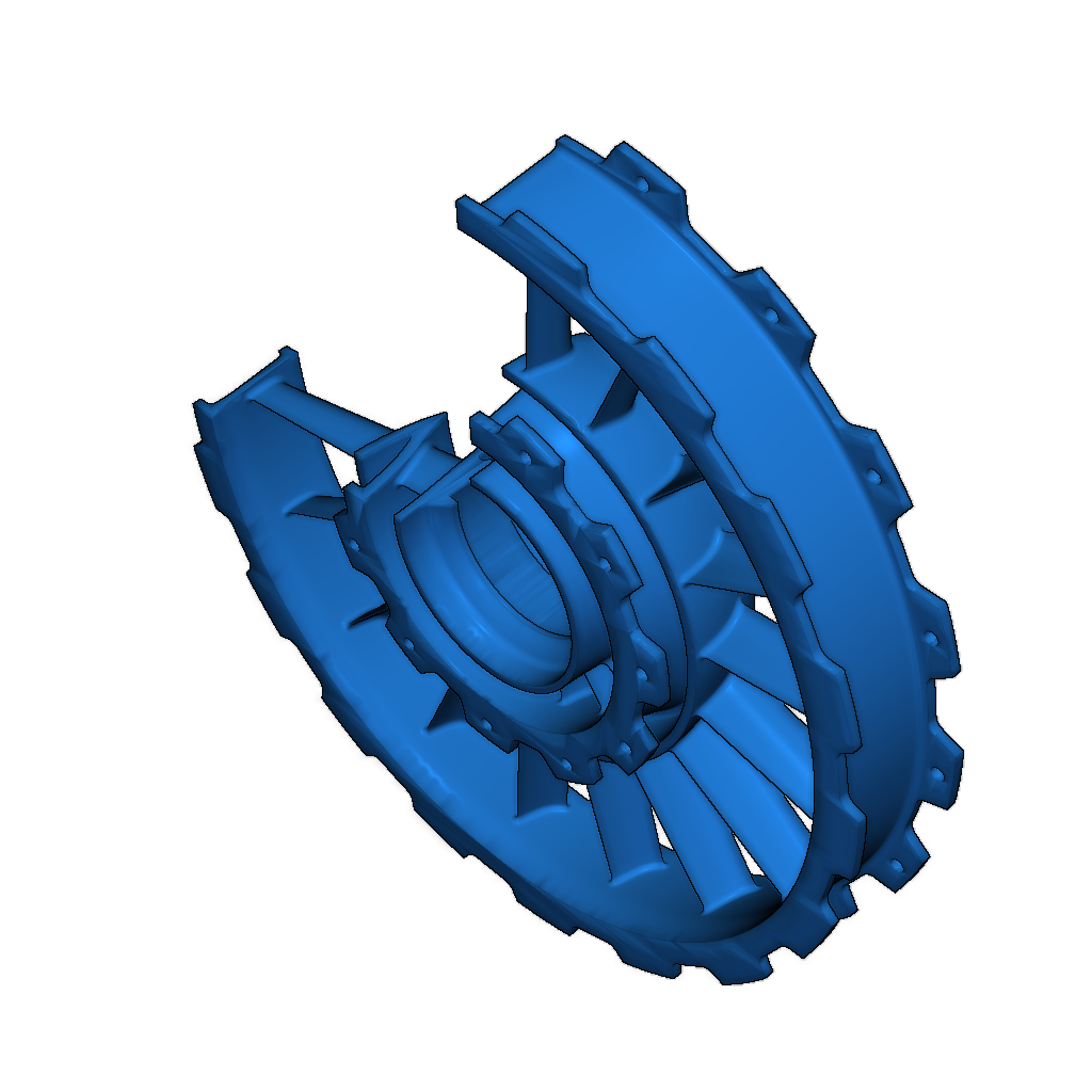 Сечения модели двухконтурного высокого обходного турбовентилятора