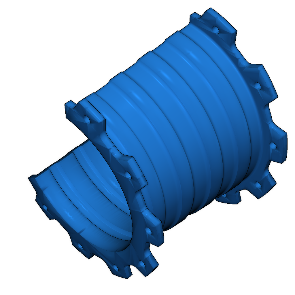 Сечения модели двухконтурного высокого обходного турбовентилятора