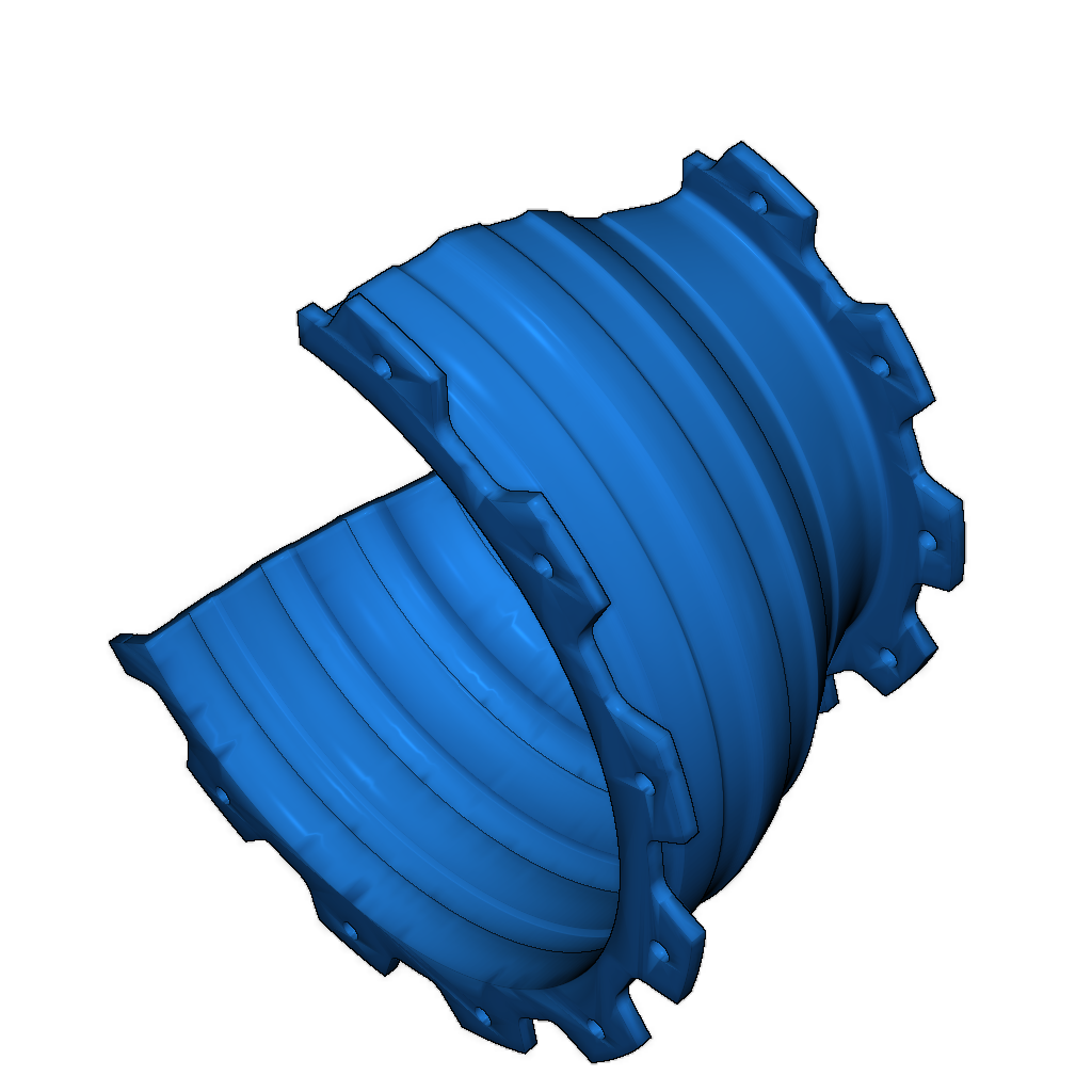 Сечения модели двухконтурного высокого обходного турбовентилятора