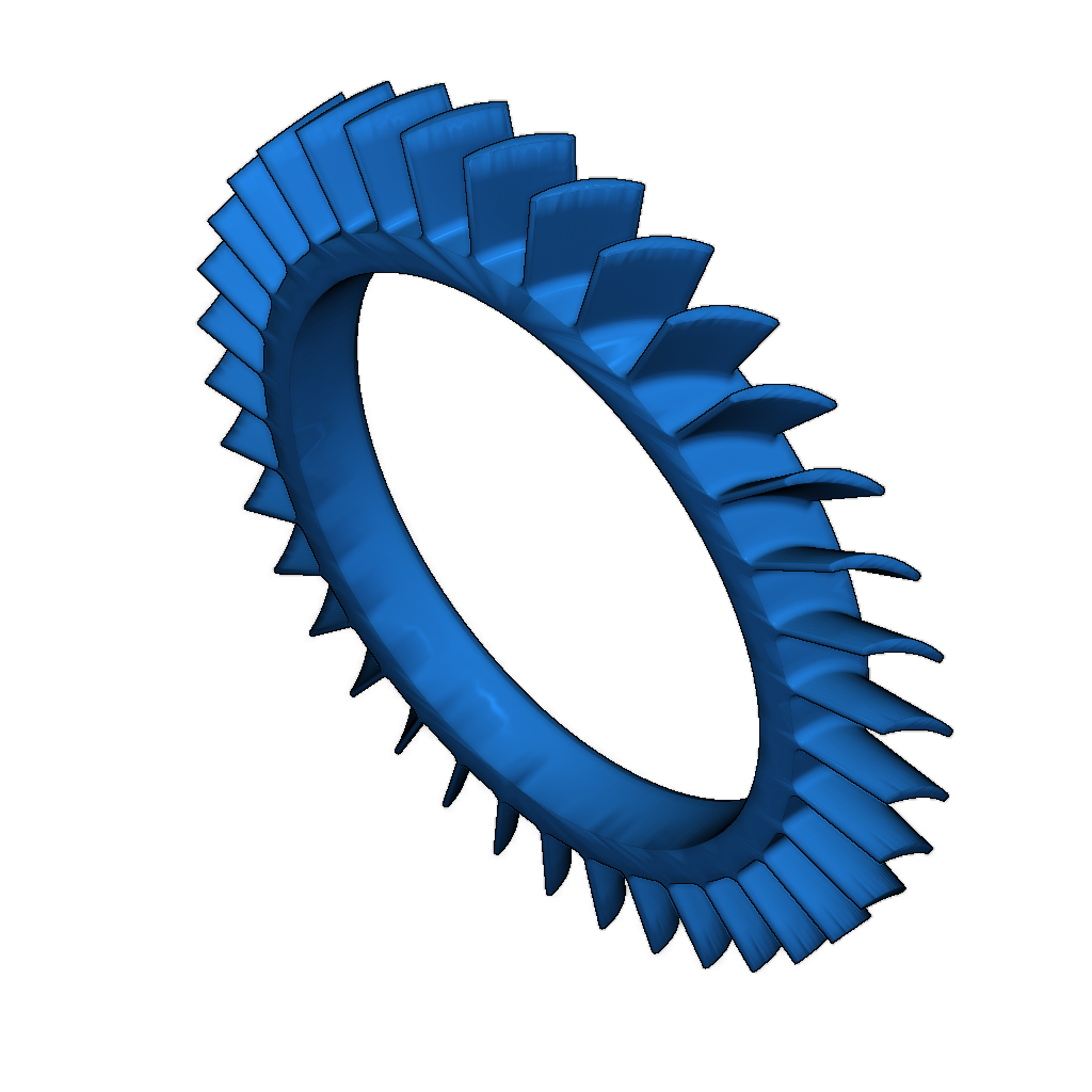 Сечения модели двухконтурного высокого обходного турбовентилятора