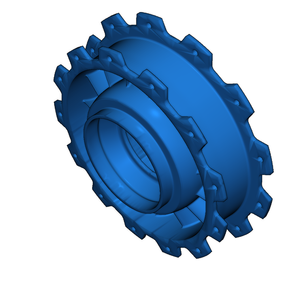 Сечения модели двухконтурного высокого обходного турбовентилятора