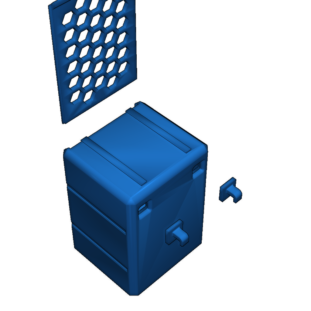 Модульная коробка для хранения с рельсами и крючками