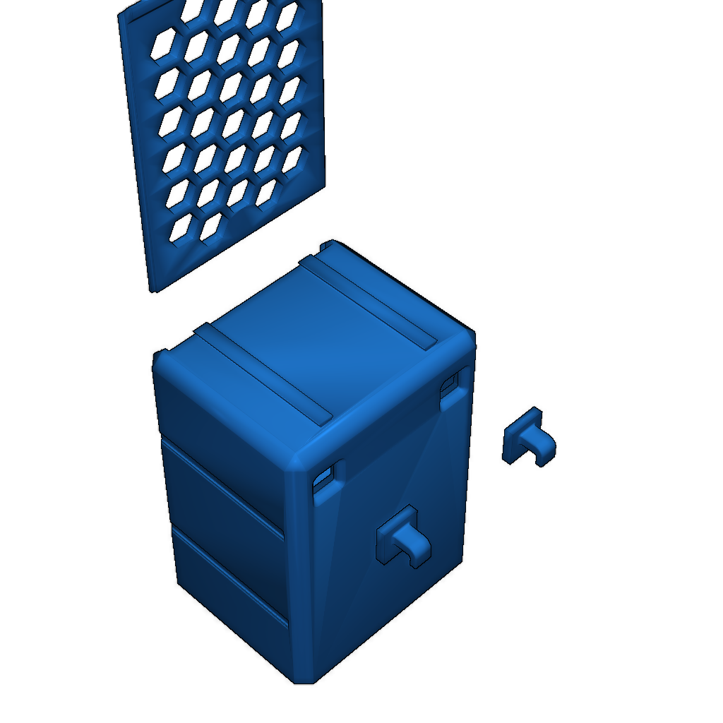 Модульная коробка для хранения с рельсами и крючками