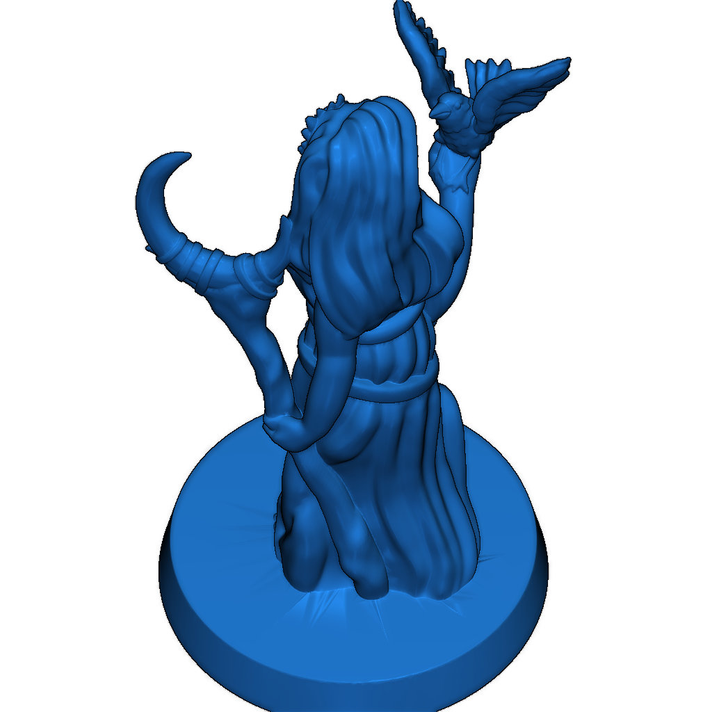 Миниатюра женского друида для FDM печати без поддержки