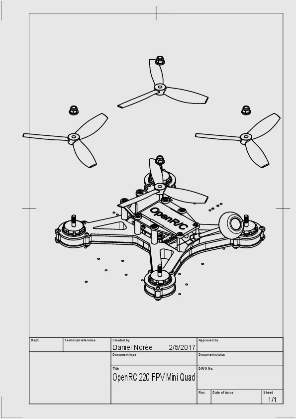 Мини-квадрокоптер OpenRC 220 FPV