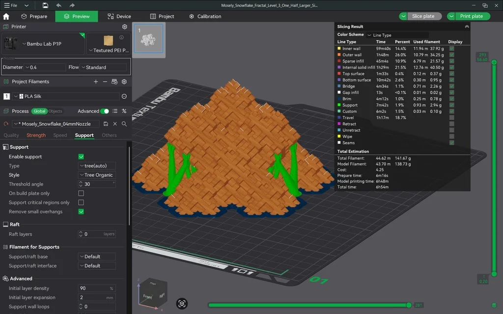 3D модель Фрактал снежинки Мосли | Уровень 3 - фото 18