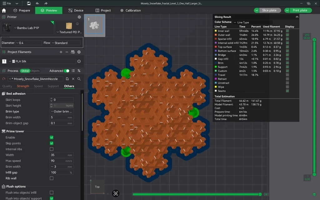 3D модель Фрактал снежинки Мосли | Уровень 3 - фото 19