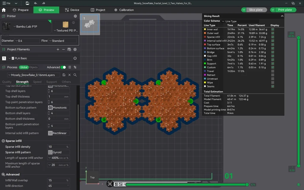 3D модель Фрактал снежинки Мосли | Уровень 3 - фото 20