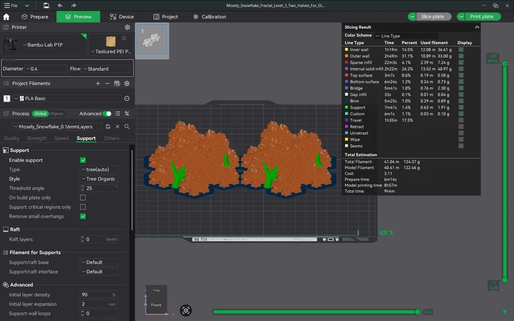3D модель Фрактал снежинки Мосли | Уровень 3 - фото 21