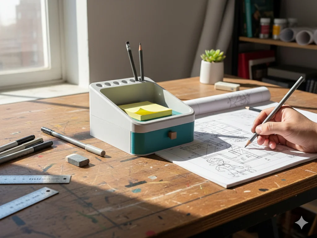 Подставка для карандашей с ящиком