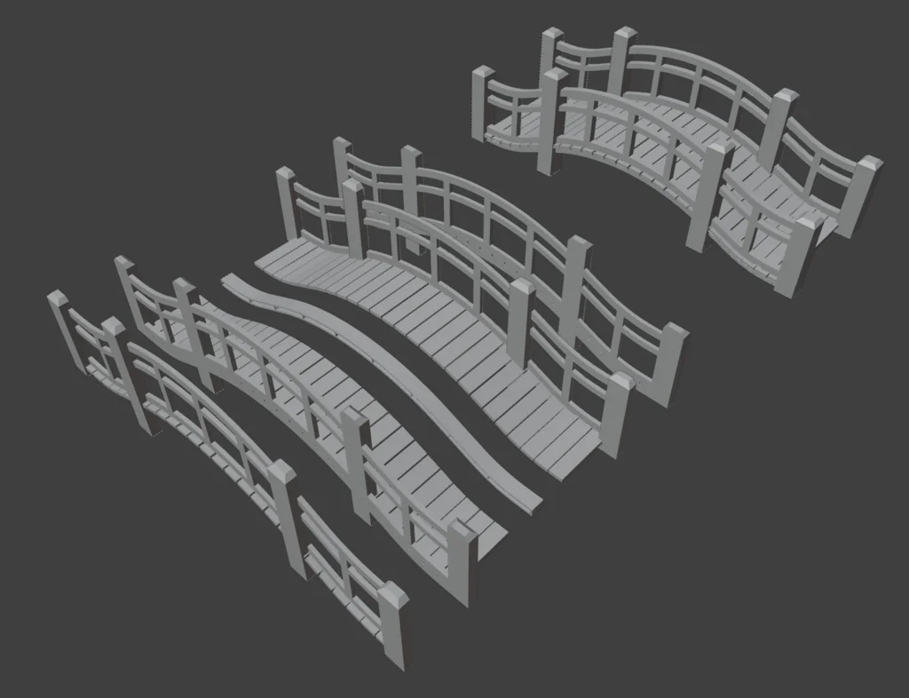 3D модель Мініатюрний ландшафт: Дороги, Ріки та Мости - фото 5
