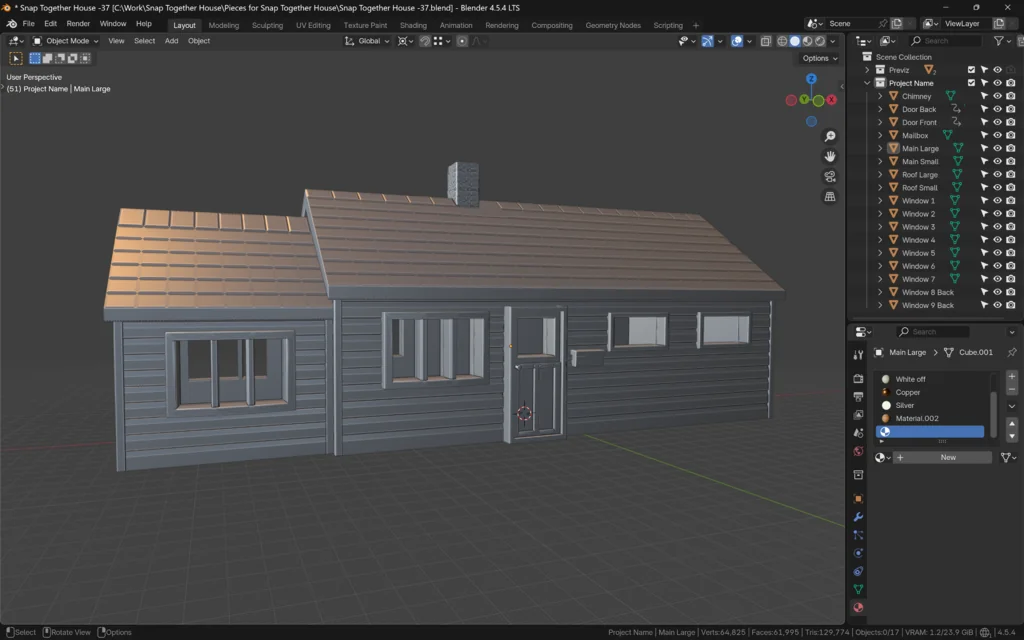 3D модель Snap Together House Model for 3D Printing - фото 3