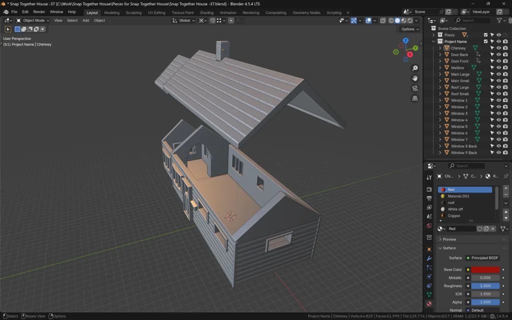 3D модель Snap Together House Model for 3D Printing - фото 5