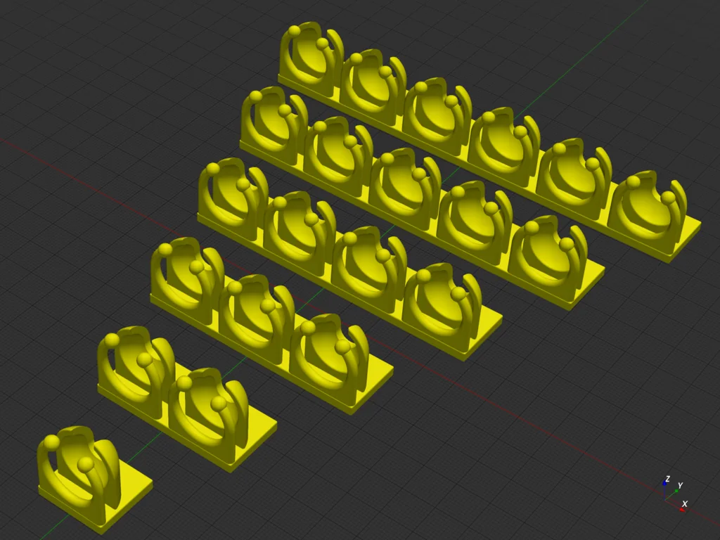 3D модель Desktop cable holders (one to six slots) with snap-on ball adapters - фото 4