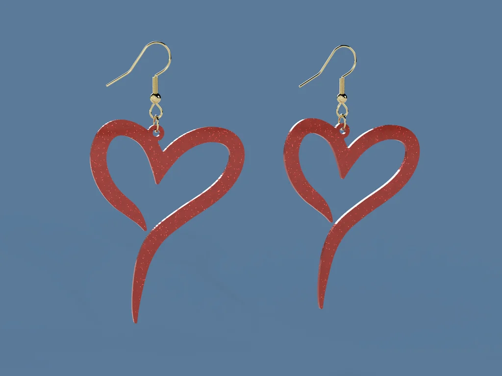 3D модель Сережки підвіс у формі серця - фото 4