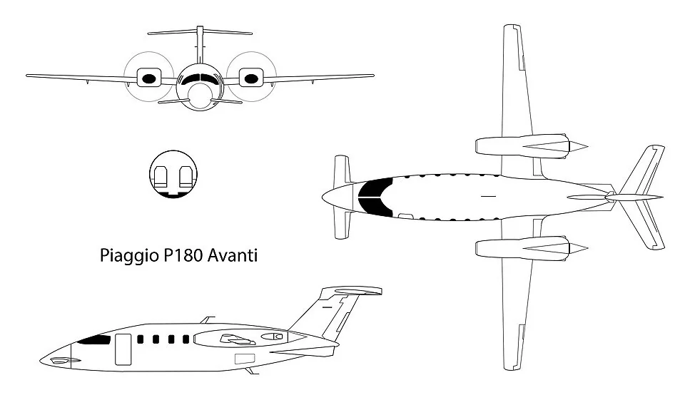 Модель Piaggio Avanti в масштабе 1:128