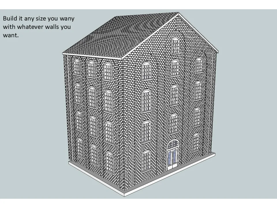 Модель крупного кирпичного здания в масштабе HO