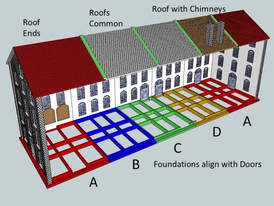 Модель крупного кирпичного здания в масштабе HO