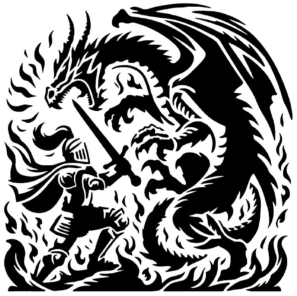 3D модель Шаблон Лицар проти Дракона - фото 1