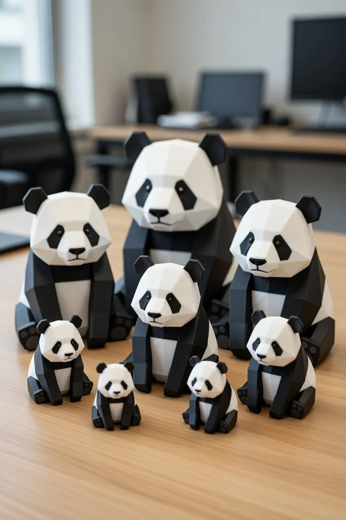 3D Модель Панды Оригами