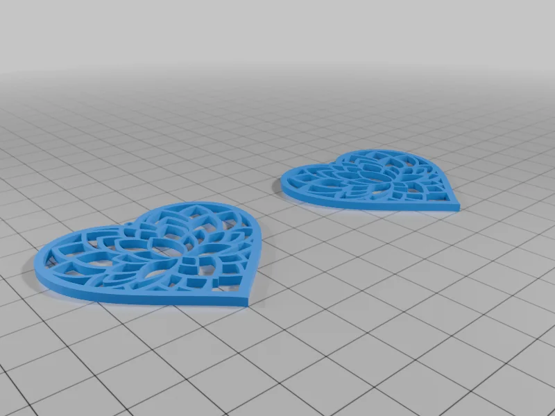 3D модель Сережки у формі серця з лотосом - фото 6