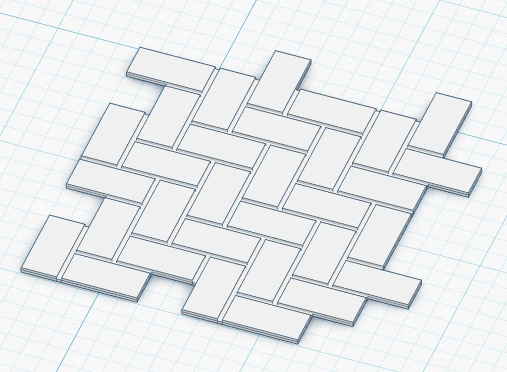 Плитка Herringbone для кукольного домика 1:12