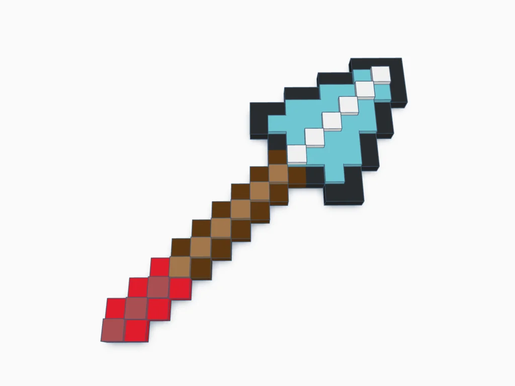 3D модель Модель алмазного копья Minecraft - Многоцветная STL