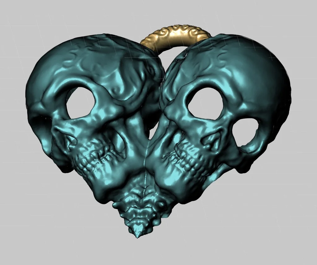 3D модель Подвеска в виде черепа в форме сердца - фото 1