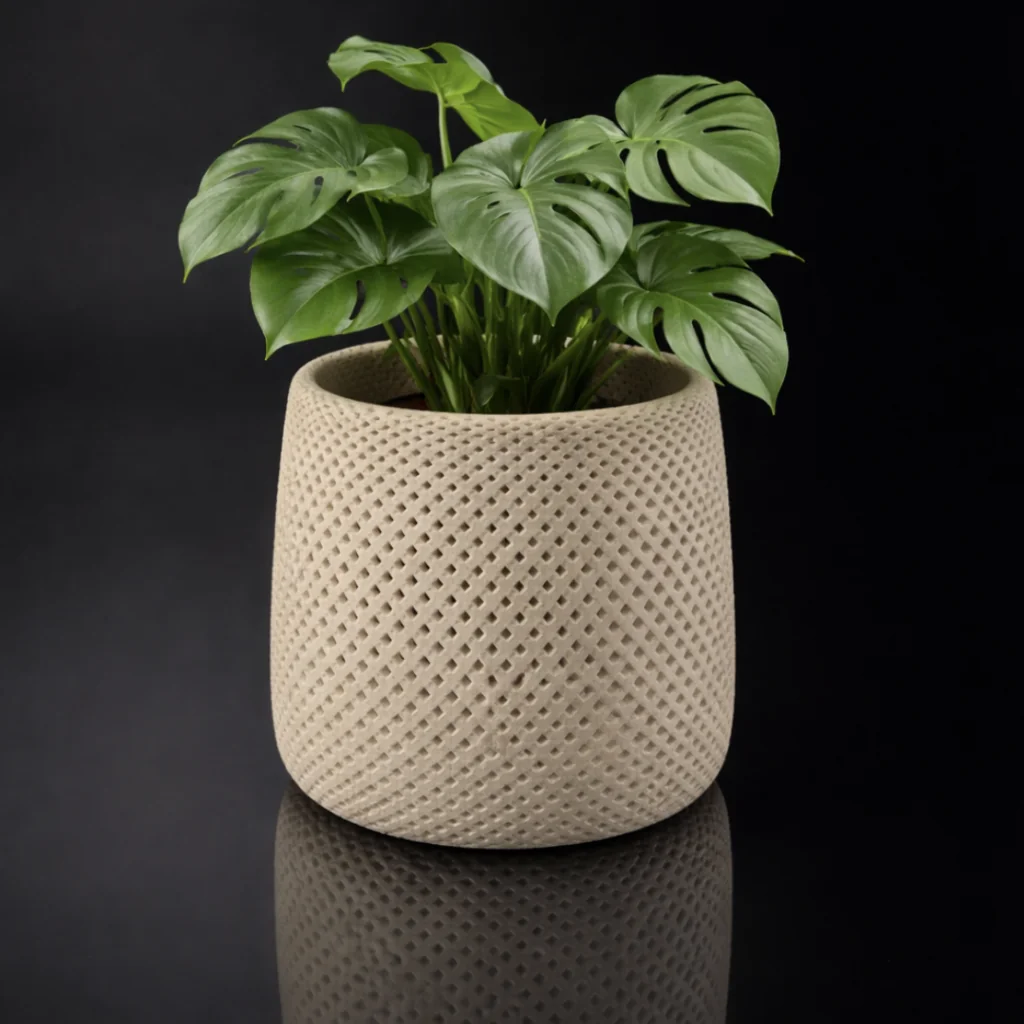 3D модель Современный цветочный горшок с рифленым дизайном - фото 1