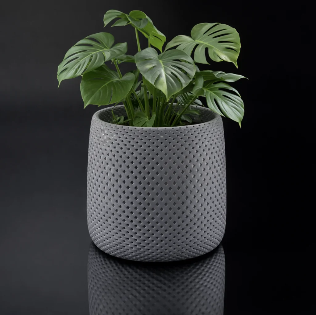 3D модель Современный цветочный горшок с рифленым дизайном - фото 2