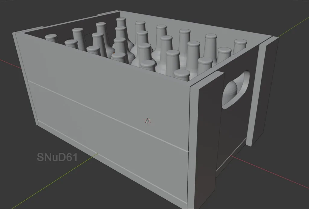 3D модель Модель деревянного ящика с пивом и бутылками 1:19 - фото 2