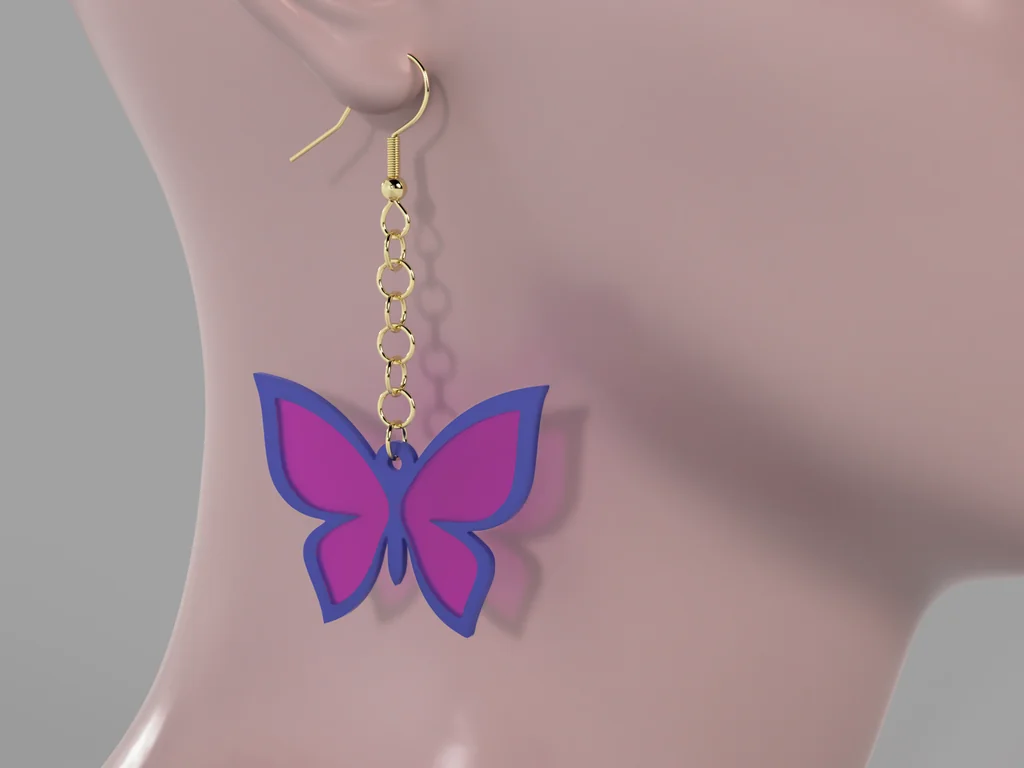 3D модель Подвеска-брелок с серёжками в форме бабочки - фото 1