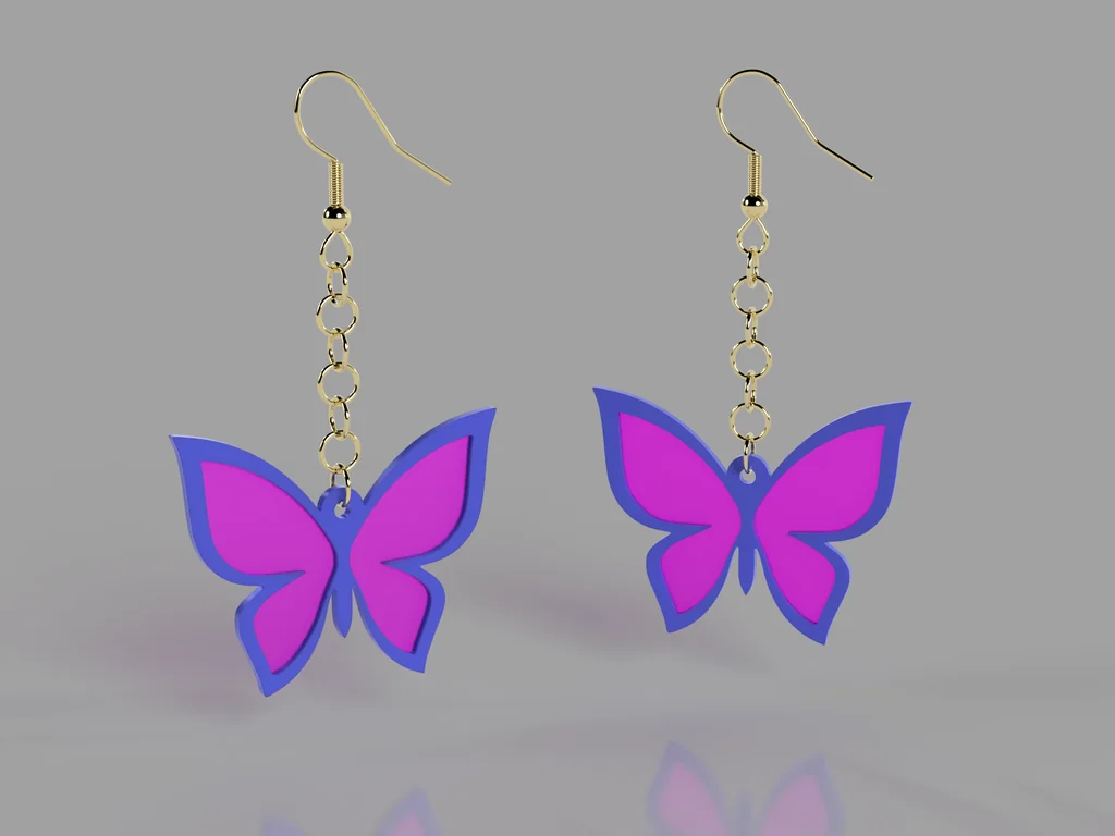 3D модель Подвеска-брелок с серёжками в форме бабочки - фото 3