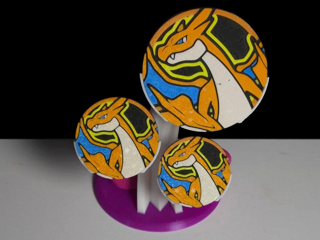 3D модель Монета Mega Charizard Y из Pokemon TCG STL