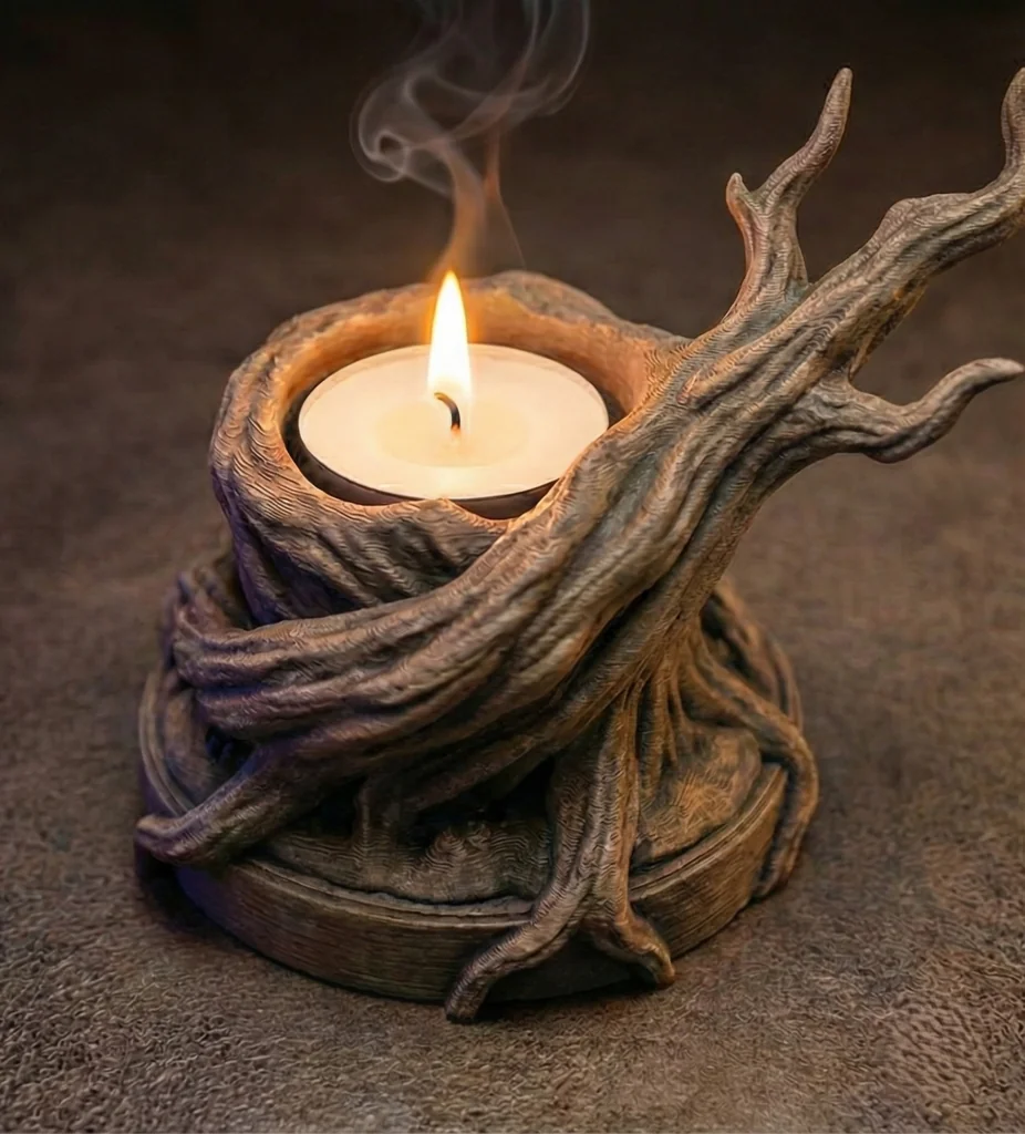 Подсвечник в виде корней дерева