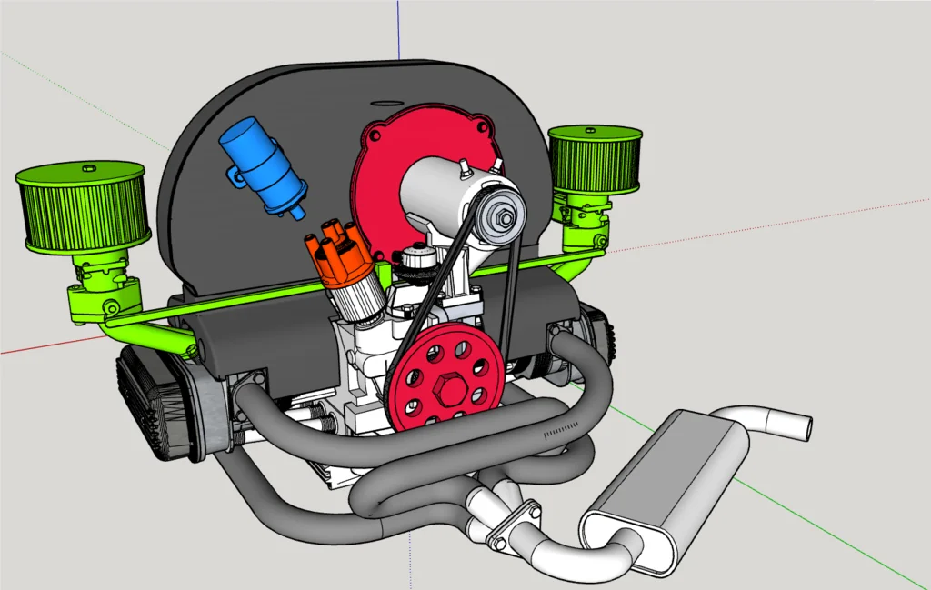 Модель мотора Volkswagen с воздушным охлаждением - масштаб 1/4