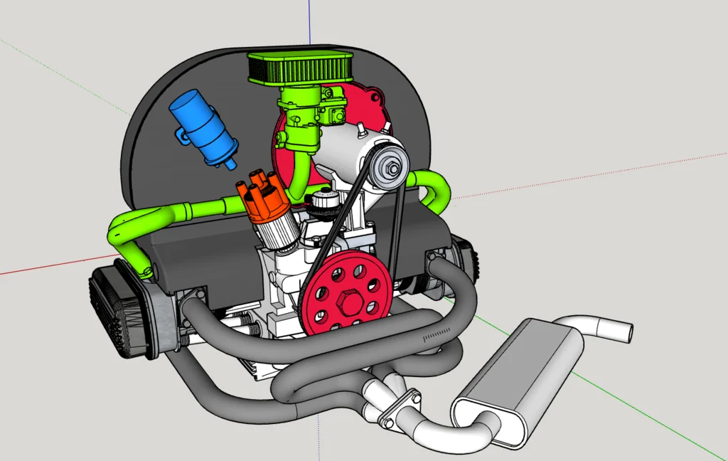 Модель мотора Volkswagen с воздушным охлаждением - масштаб 1/4
