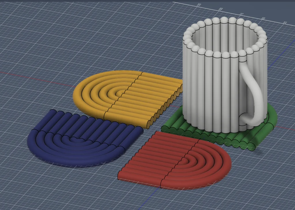 3D модель Набор современных подставок под чашки - Радужные арки - фото 1