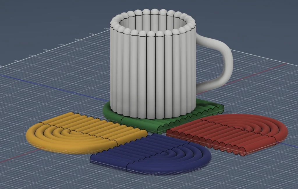 3D модель Набор современных подставок под чашки - Радужные арки - фото 2