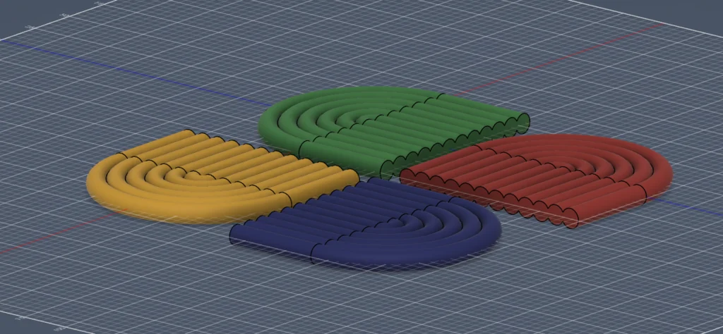 3D модель Набор современных подставок под чашки - Радужные арки - фото 3