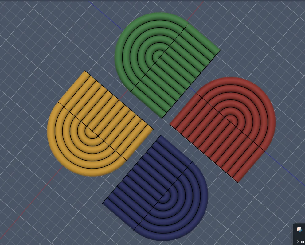 3D модель Набор современных подставок под чашки - Радужные арки - фото 4