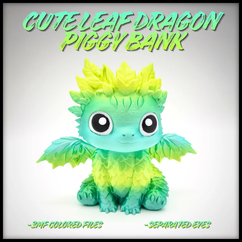 3D модель Копилка в форме дракона с листьями - фото 1